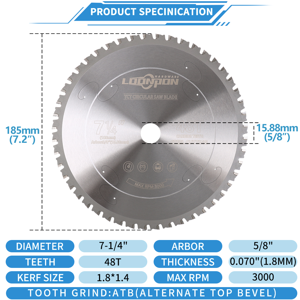 Cắt Kim Loại Lưỡi Dao 185Mm/7Inch 36T/48T Cá Chép Trông Trăng Tròn Lưỡi Cưa Sắt Thép Không Gỉ đĩa Cắt Kim Loại Lưỡi Dao Lưỡi Dao