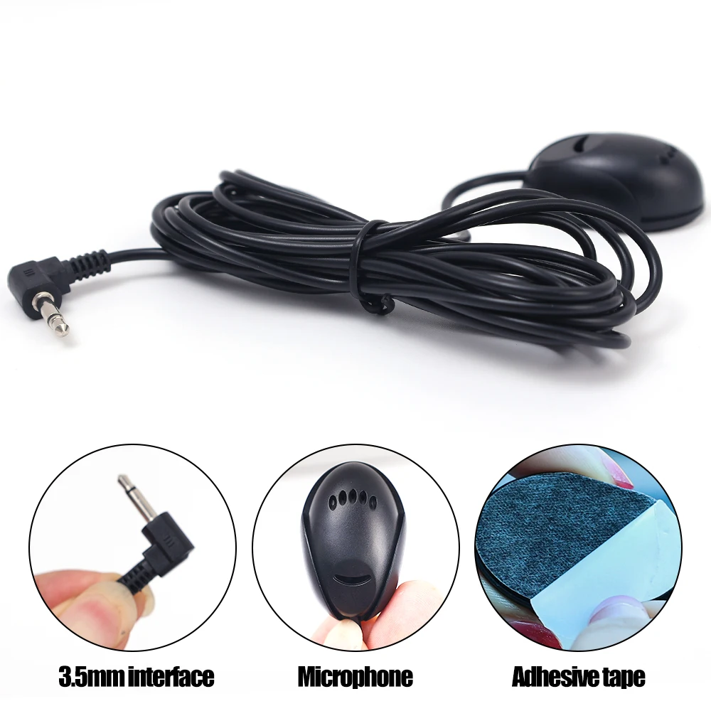 Self-Adhesive Bluetooth Car Audio Microphone For Auto Vehicle Head Unit Enabled Stereo Radio DVD 3.5mm External Mic 3M