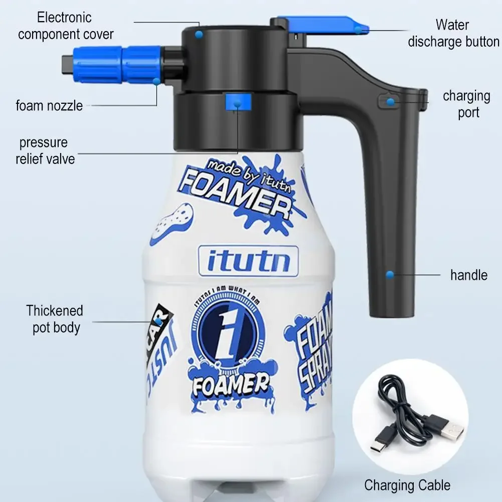Pulverizador Elétrico De Espuma Para Lavagem De Carro, Gerador De Espuma, Bateria De Lítio, Espuma Lance, Resistência, Toalha, 1.5L, 2600mAh