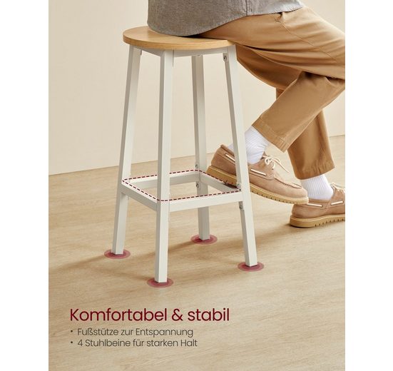 VASAGLE Barhocker Barstühle (Set, 2 St), bis 100kg belastbar