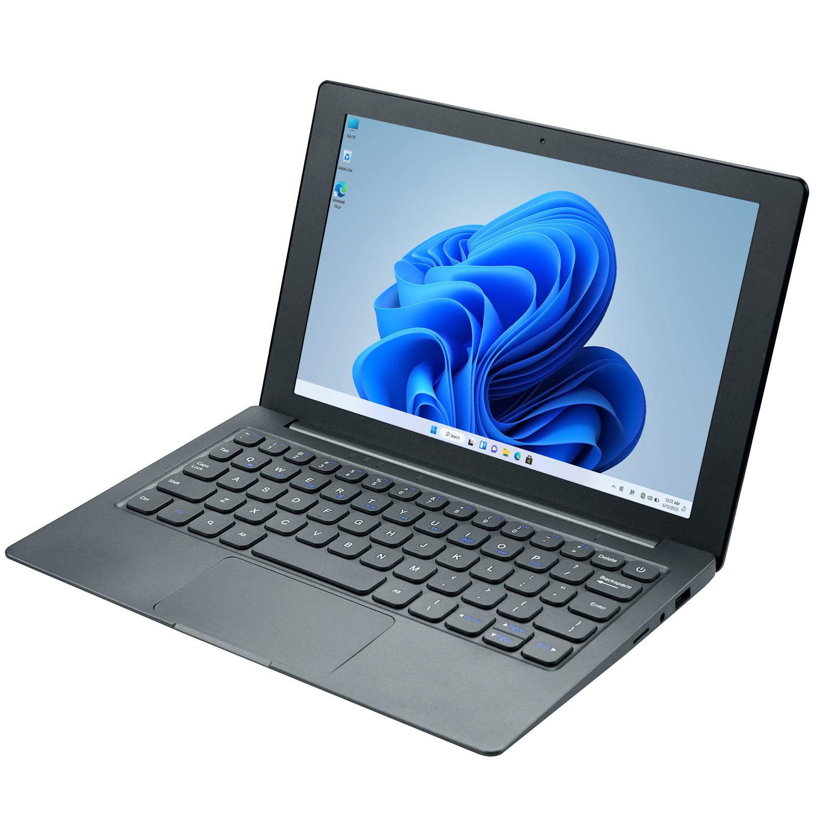 Computador portátil de 10,1 polegadas Windows 10 OS pré-instalado Quad Core 8 GB + 64 GB Netbook HDMI Webcam Office (preto)