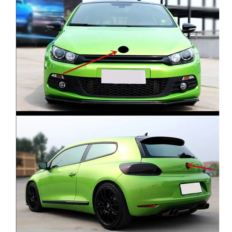 Глянцевый черный для Scirocco 2008-2014 Scirocco 2015-2017 110 мм передняя решетка с логотипом, эмблема 90 мм, задняя крышка багажника, наклейка для стайлинга автомобиля