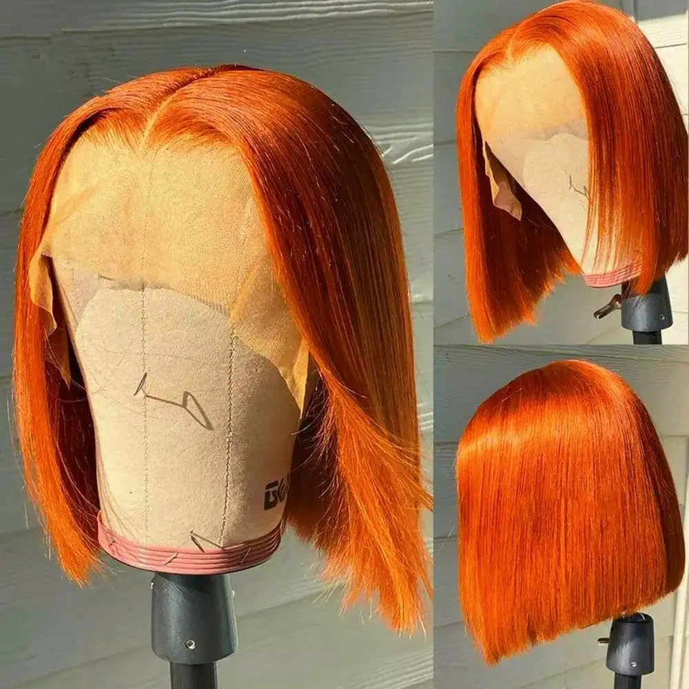 Parrucca Bob diritta all'osso Parrucche anteriori in pizzo per capelli umani per le donne Parrucca frontale in pizzo trasparente 13x4 pre-pizzicata Parrucche Bob corte