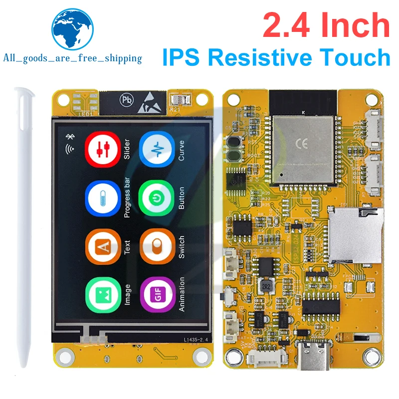 TZT ESP32 LVGL WIFI&Bluetooth Development Board 2.4 inch LCD TFT Module 240*320 Smart Display Screen With Touch WROOM