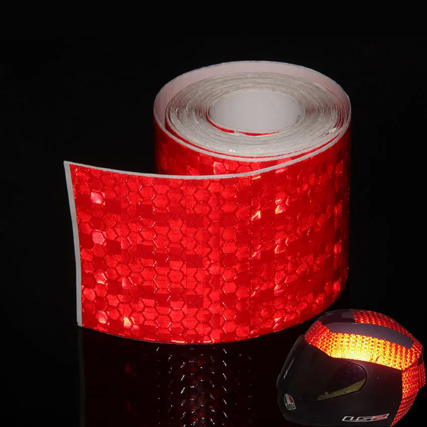 5Cm X 3M Etic Reflectante Chất Liệu Vải Phản Quang Phản Quang Băng Phản Xạ Băng Adhesiva Xe Ô Tô Tự Động Bộ Phim Pha Lê Tổ Ong Đỏ refector Băng
