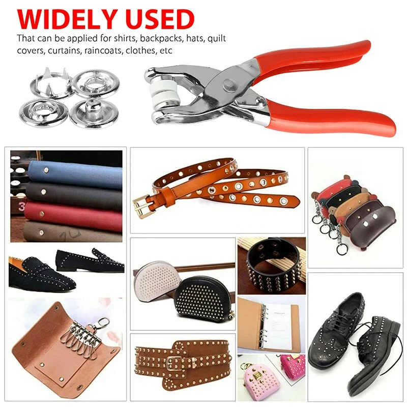 400 stücke Zinke Ringe 9,5mm Schnalle Knöpfe Metall Farbe Zange Druckknopf Klaue DIY Set Hand Druck Zange niet Schnalle Nähen Werkzeug