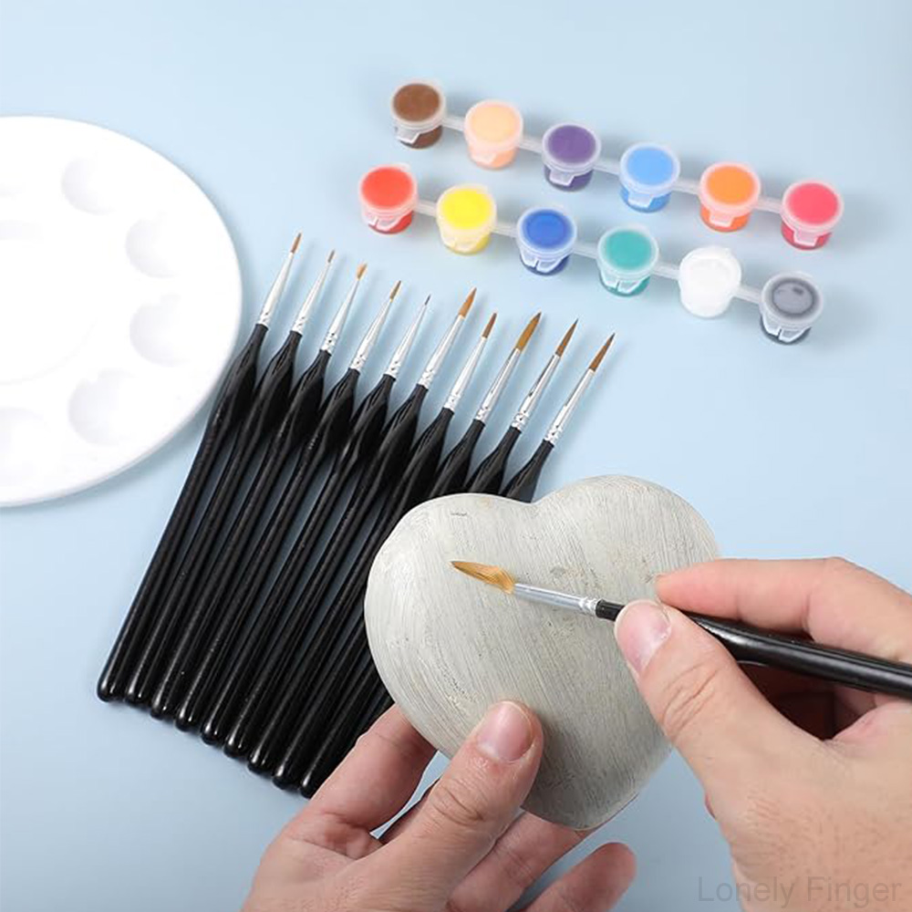 11/22Pcs Miniature Detail Paint Brush Set with Natural Wood Handle, Miniature Paint Brushes,Mini Small Painting Brushes for Art,