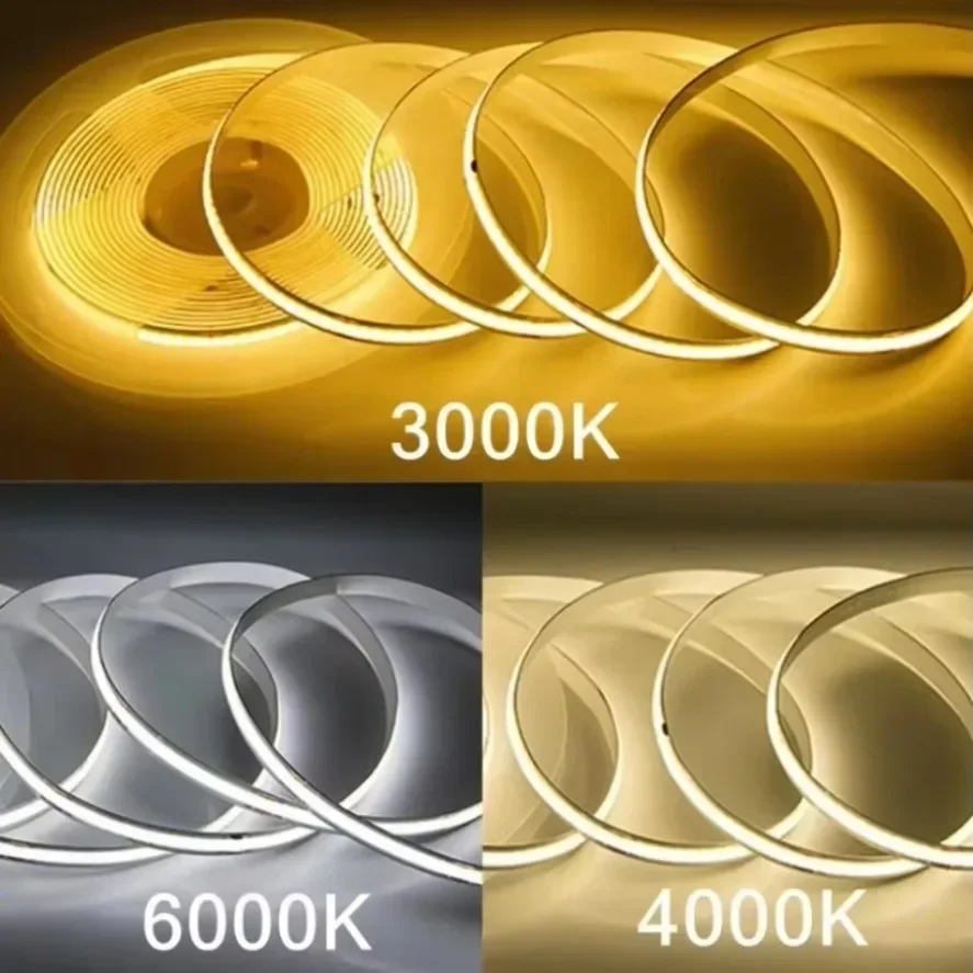 1-5m COB LED Strip 220V Flexible Tape Lights  Light Smart IC No Need Driver High Bright 240 LEDs Linear Lighting RA95 Warm White