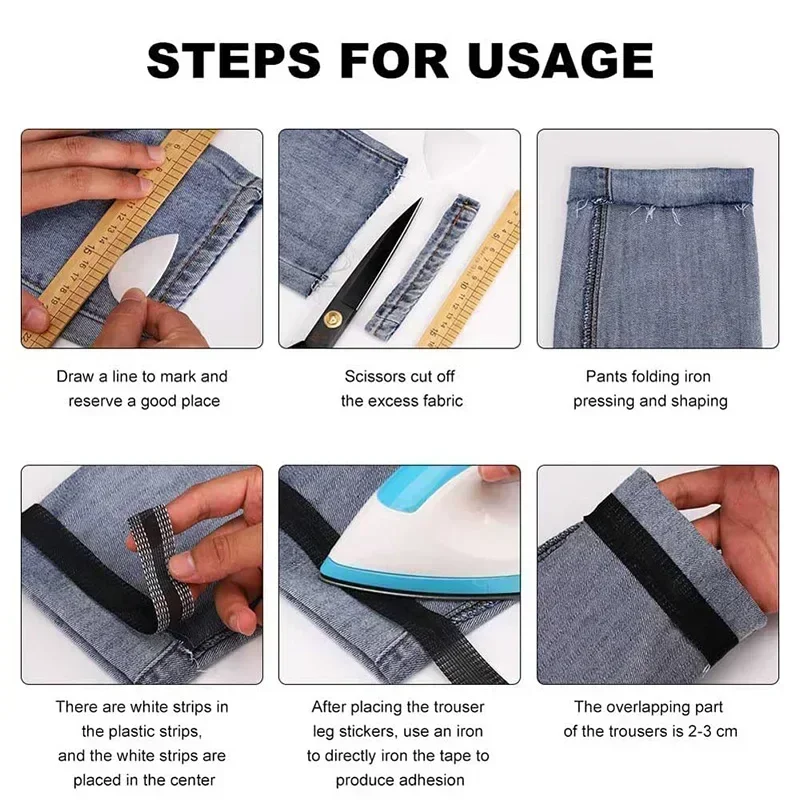 Fita autoadesiva para pasta de calças, calças, borda, jeans, comprimento de roupas, encurtar, reparo, fitas de bainha de ferro, acessórios de costura diy