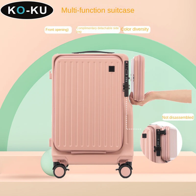 KO-KU 2024 ใหม่คู่เปิดกระเป๋าเดินทางเปิดด้านหน้า 20 นิ้ว Boarding Box Anti-drop ซิปกล่องมัลติฟังก์ชั่นรถเข็นกรณี