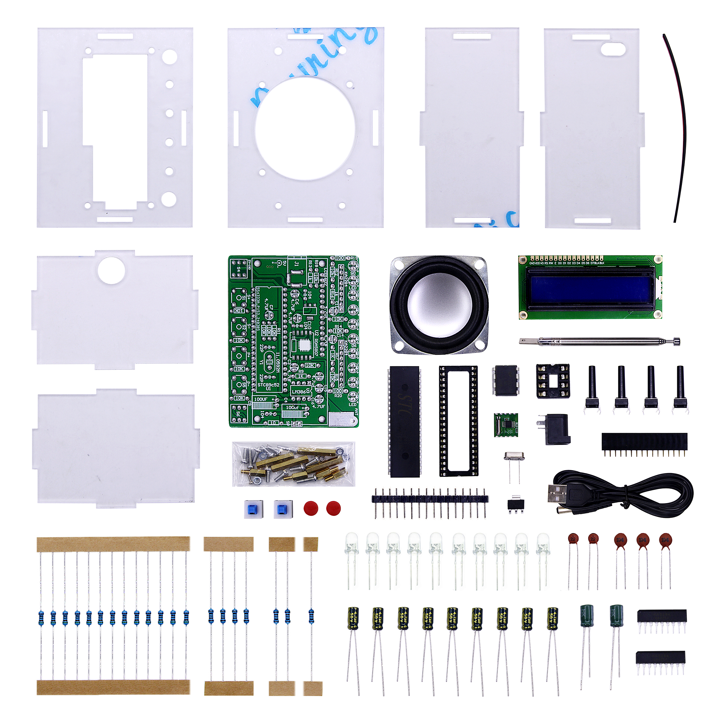 51 Single Chip Microcomputer RDA5807 FM Digital Radio Assembly Kit Male and Female with Level Indicator Electronic DIY Welding