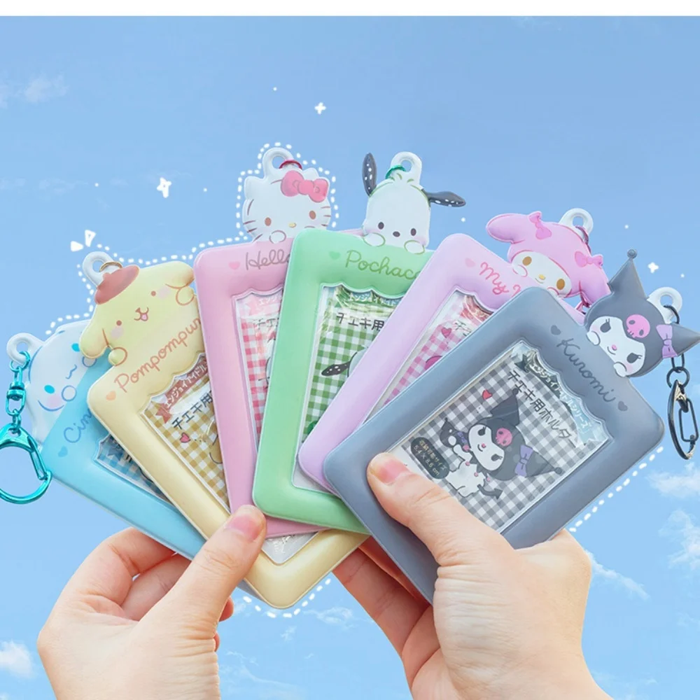 Porta carte Kawaii Sanrio Cartoon Kitty Cinnamoroll Melody Kuromi Bus Carta d'identità Portachiavi Giocattoli decorativi Regalo per ragazze