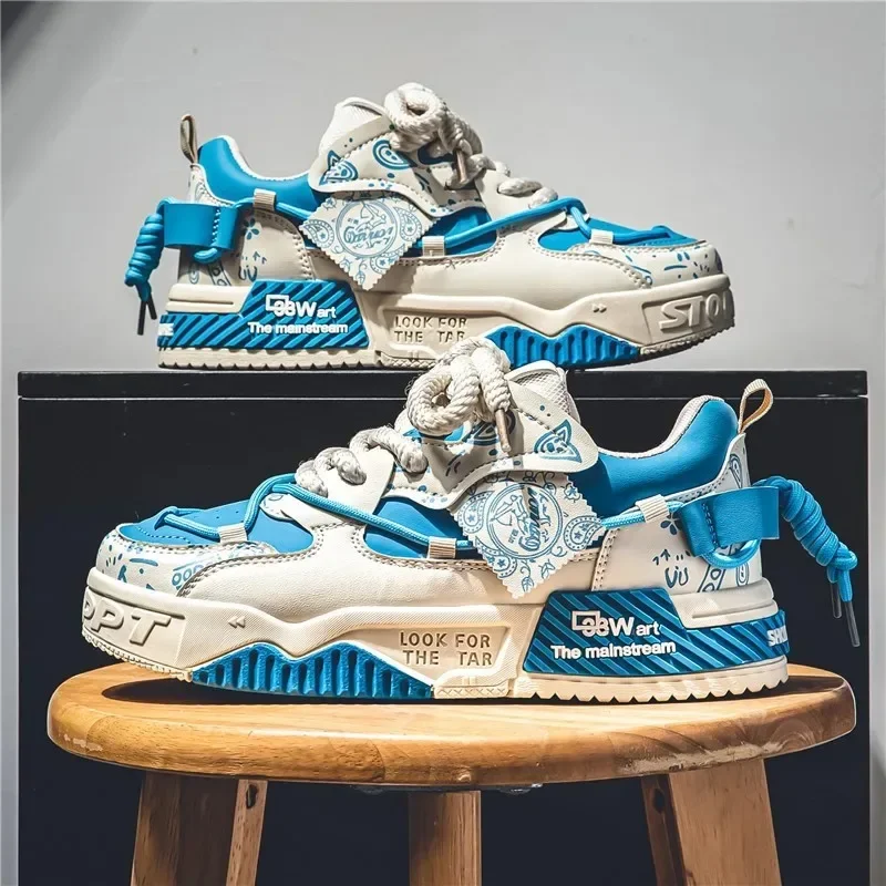 Nowe jesienne buty męskie Męskie trampki na platformie dla mężczyzn 2024 Trend Design Graffiti Skateboard Shoes Patchwork Sneaker Zapatillas
