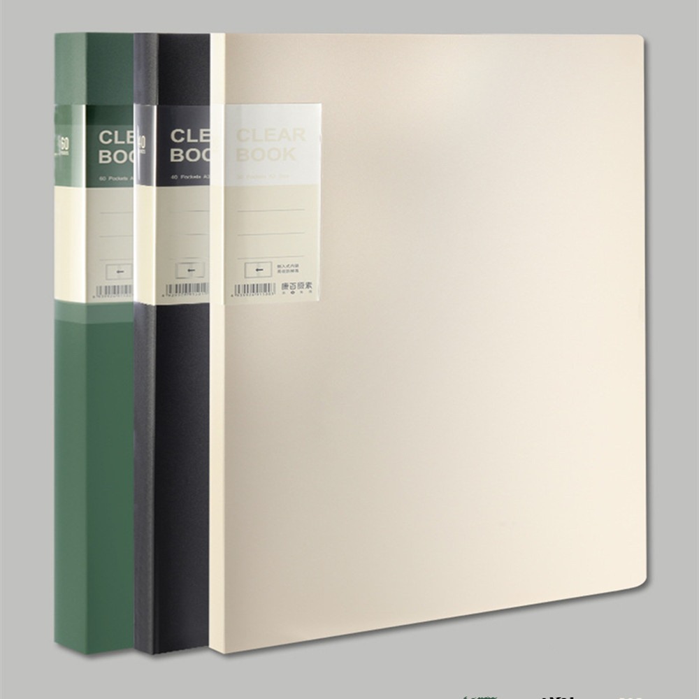 A4 File Folder Display Book 20/30/40/60 Pages Transparent Insert Paper Document Organizer Bag Office School Supplies