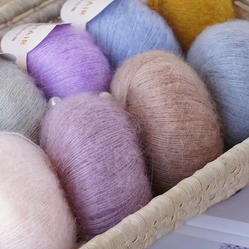 Hilo de Mohair de alta calidad de 25g, hilo de ganchillo de Mohair ecológico suave y agradable para la piel de alto contenido para chal de ganchillo, tela para suéter