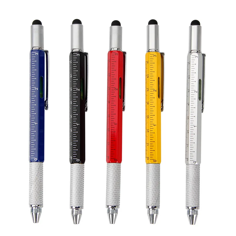 7 In1 Tiết Cầm Tay Bút Bi Dụng Cụ Đa Chức Năng Đo Kỹ Thuật Thước Vít Stylus Màn Hình Cảm Ứng Mức Độ Tinh Thần