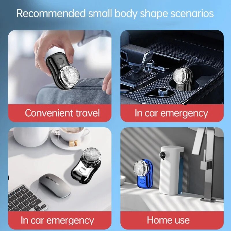 เครื่องโกนหนวดไฟฟ้า USB แบบพกพาขนาดเล็กแบบชาร์จไฟได้สำหรับผู้ชายมีดโกนกันน้ำพกพาได้สินค้าท่องเที่ยวกันน้ำออนบอร์ด