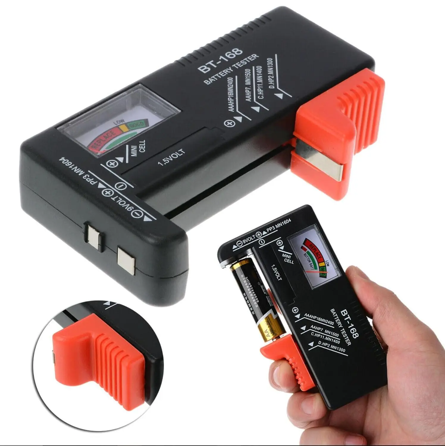 BT-168 AA/AAA/C/D/9V/1.5V uniwersalna komórka przycisku akumulatorowy miernik oznaczony kolorem wskazuje próbnik napięcia kontroler BT168