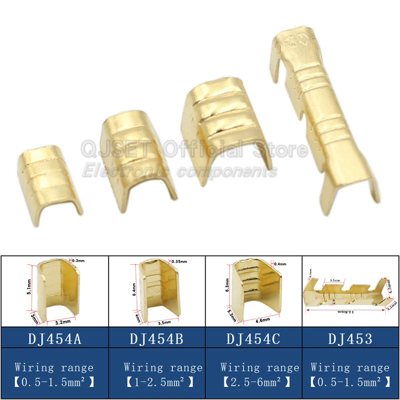 100 Pz DJ454 Filo 0.5-6.0mm2 Terminali a crimpare in filo di rame a forma di U Connettori pressati a freddo Capicorda per terminali di giunzione filo DJ