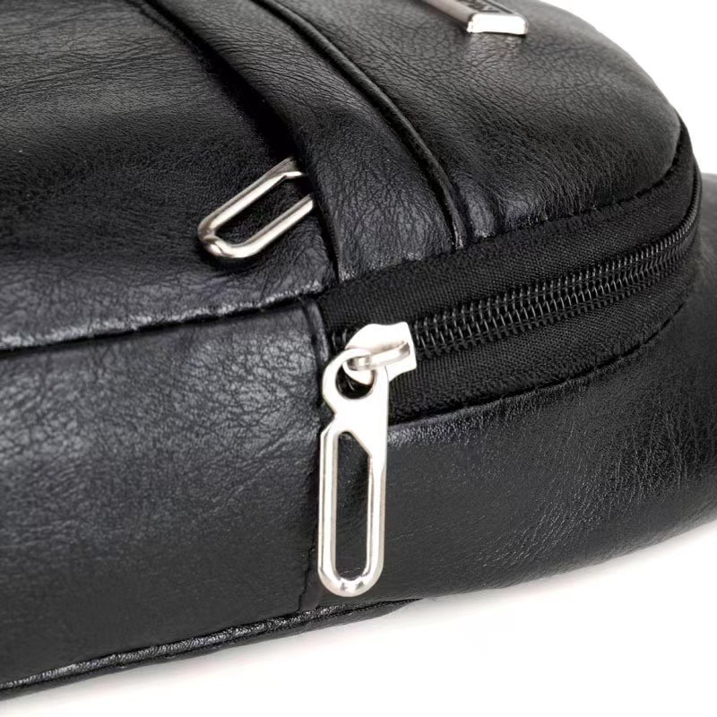 Preto PU Material Simples Retro Moda Masculina Crossbody Bag Sling Bag