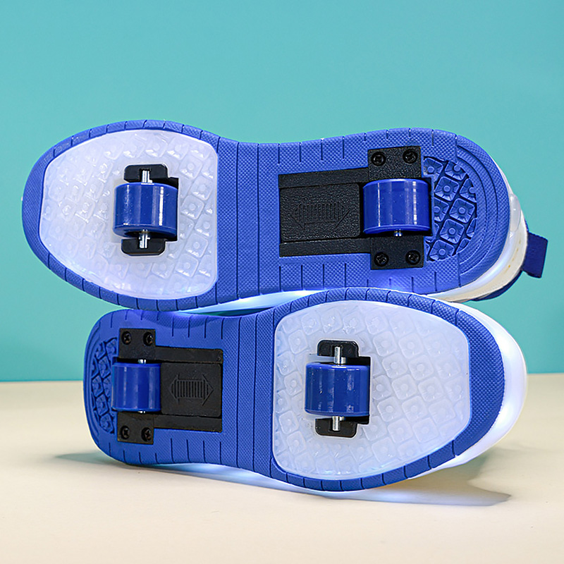 2-wielige kinderled-licht rolschaatsschoenen kinderen jongens meisjes gloeiende sport lichtgevende outdoor sneakers skateboard USB opladen