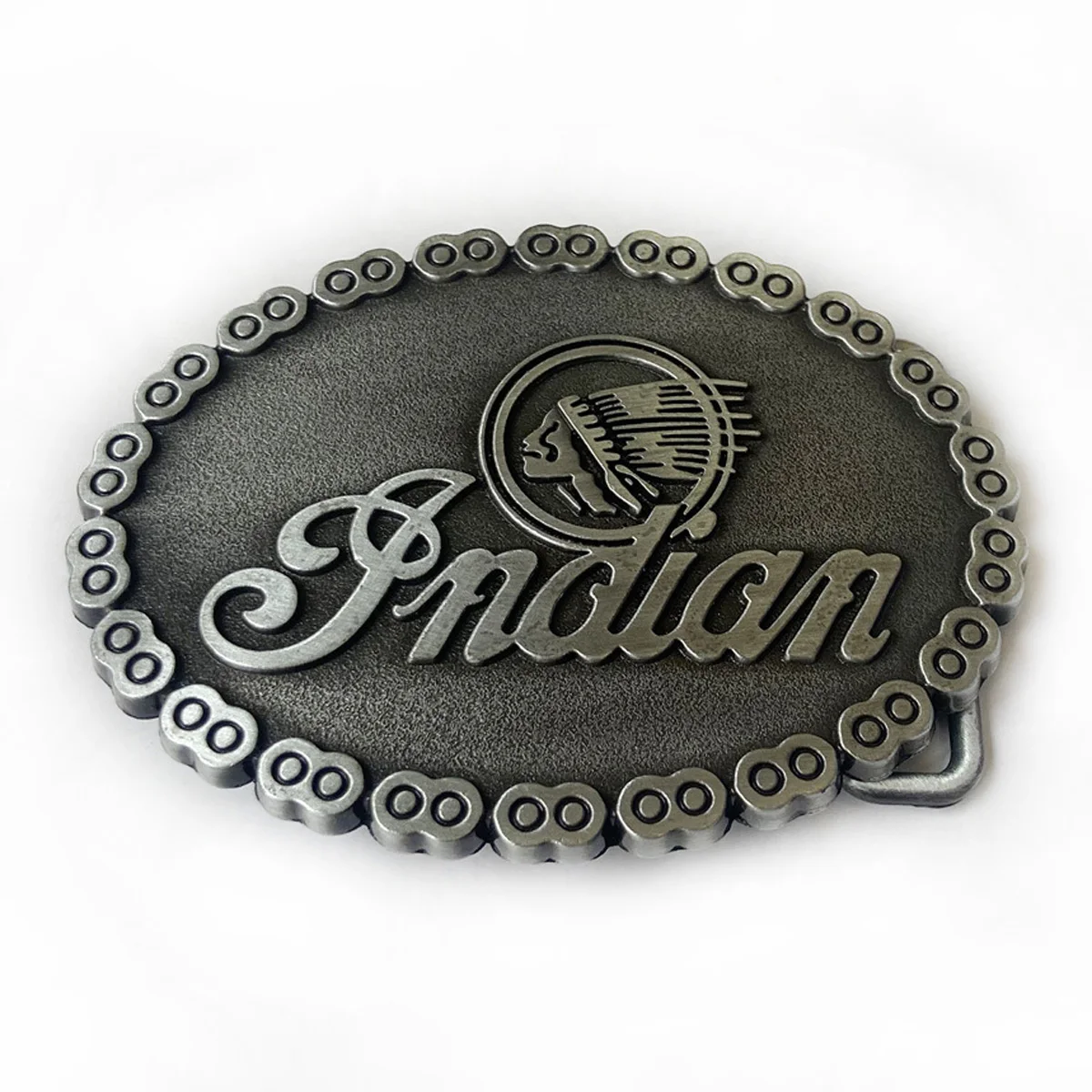Hebilla de cinturón con borde de cadena liso indio ovalado informal vintage para hombres vaqueros occidentales