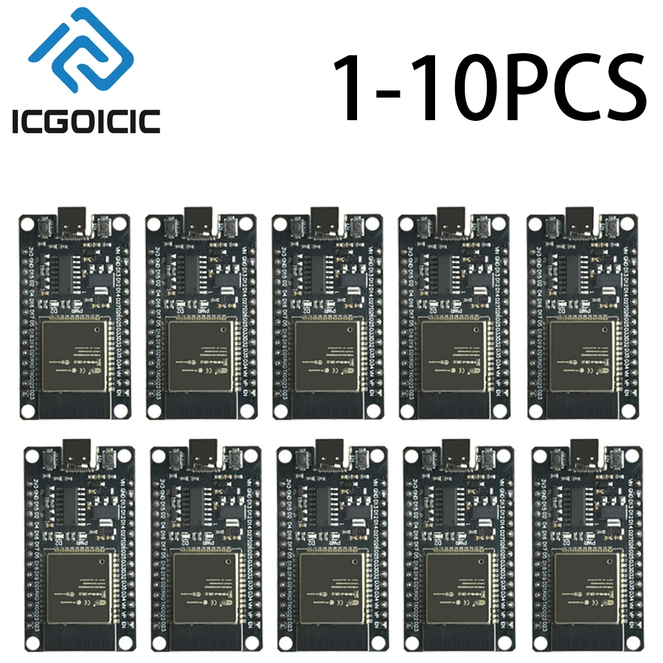 1-10 Stück ESP32-Entwicklungsboard TYPE-C USB CH340C WiFi + Bluetooth Extrem geringer Stromverbrauch Dual Core ESP32-DevKitC32 ESP-WROOM