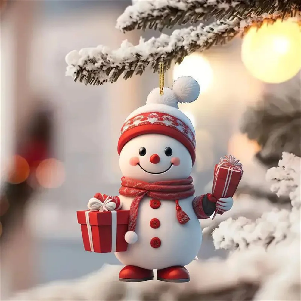 Decoración navideña para la pared del hogar, colgante De dibujos animados, muñeco De nieve, coche, árbol De Navidad