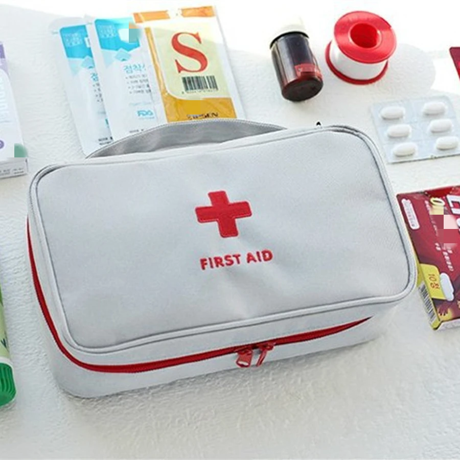 Kit de primeiros socorros para medicina saudável, pano oxford, portátil, armazenamento de viagem, kit de emergência, sacola médica ao ar livre, estojo de armazenamento vermelho