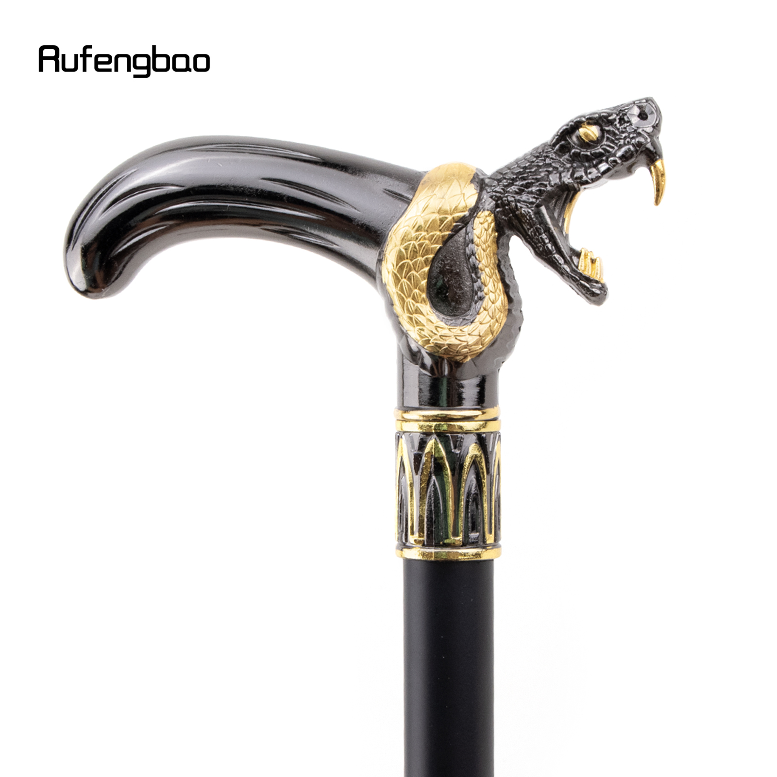 Golden สีดําหัวงูกัดเดิน Cane แฟชั่นตกแต่งเดิน Stick สุภาพบุรุษ Elegant คอสเพลย์ Cane KNOB Crosier 93 ซม