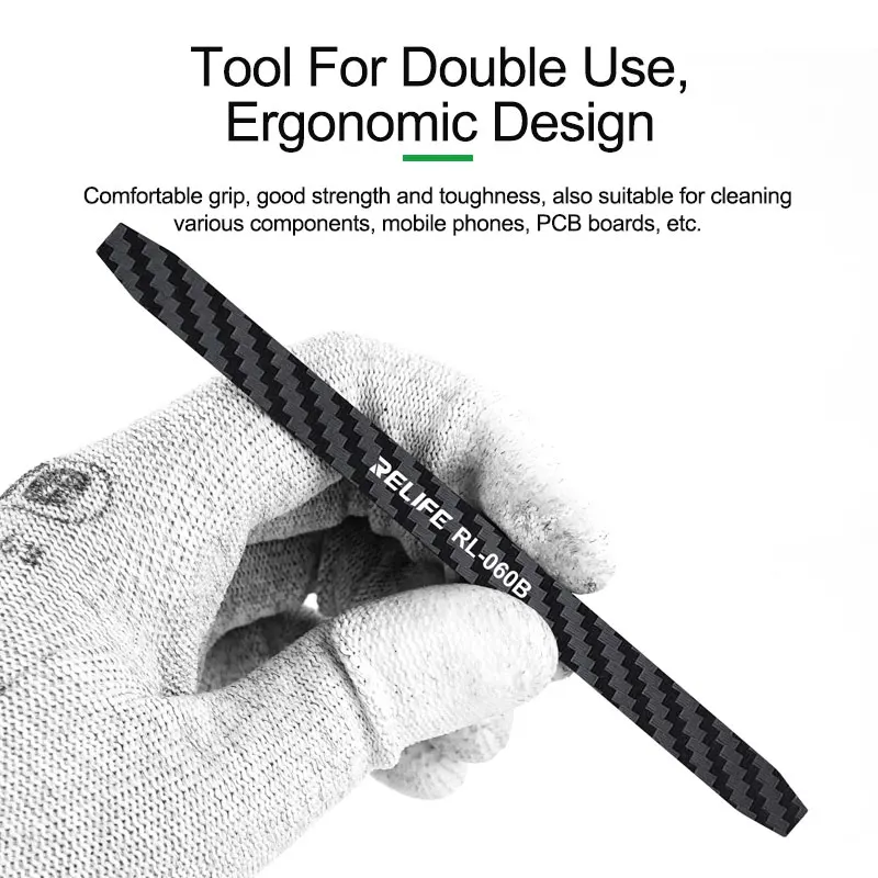 Relife RL-060B anti-estático de fibra de carbono não-magnético desmontagem pé-de-cabra para reparo do telefone móvel desmontagem pé-de-cabra ferramenta de reparo