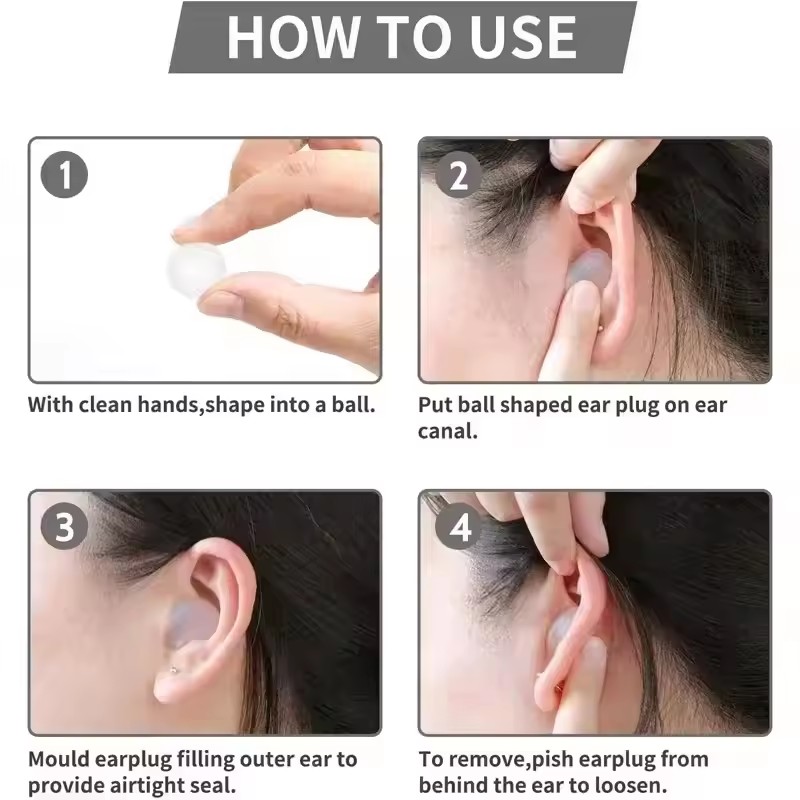 Tampões de ouvido de silicone macio tampões de ouvido de cera reutilizáveis com cancelamento de ruído gel tampões de ouvido à prova dwaterproof água para dormir voando natação