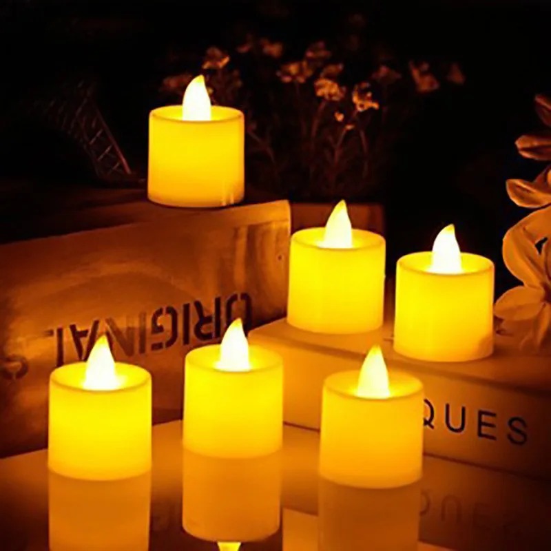 เทียน LED Flameless Creative Wishing LED ชาแสงเทียน Flameless สีขาวบ้านฮาโลวีนคริสต์มาสตกแต่งแสงเทียน