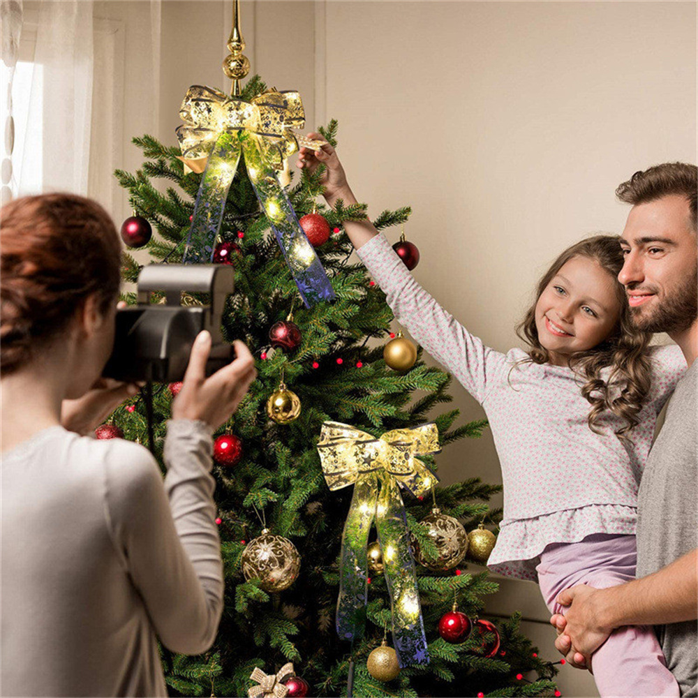Indoor String Lights Battery Operated Christmas Ribbon with Lights Christmas Tree Accessories Decoration for Christmas New Year
