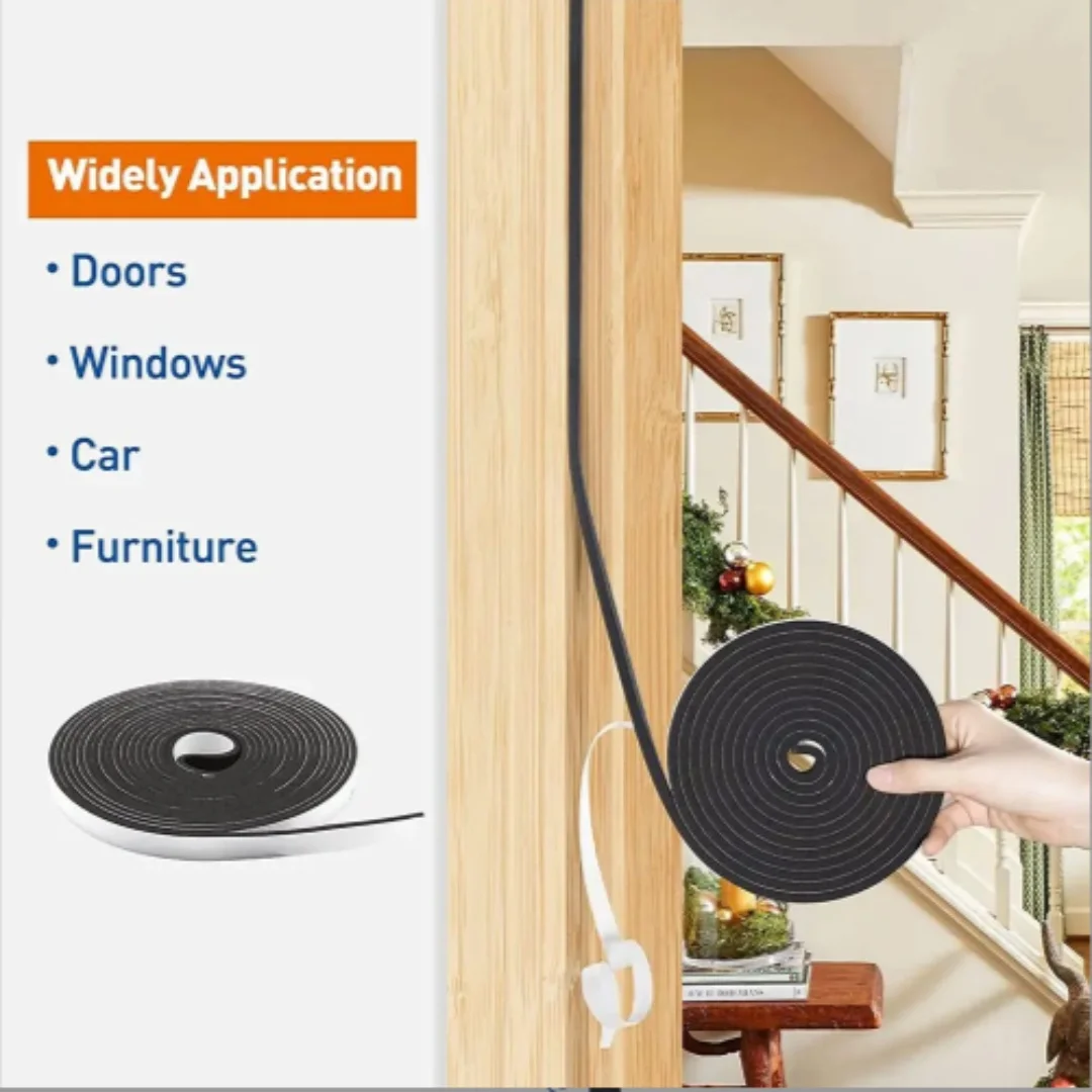 Selbstklebender Tür- und Fensterdichtungsstreifen aus 4 m Schaumstoff, tragbar, staubdicht, Schwammstreifen, schalldicht, für Zuhause, Isolierung, Dichtungsband