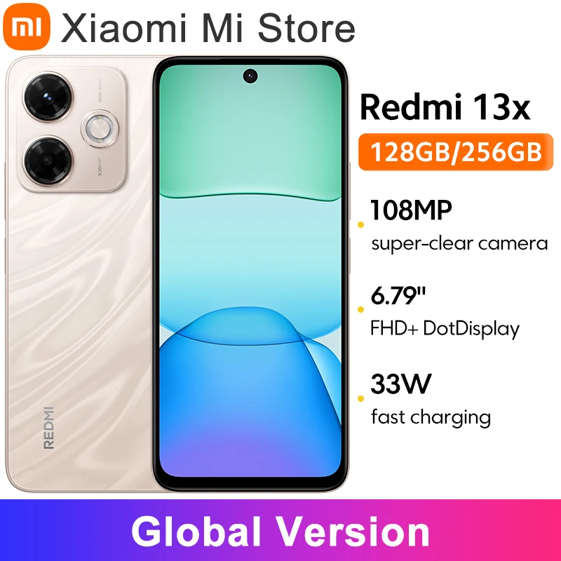 Global Version Xiaomi Redmi 13X Smartphone MTK Helio G91 Ultra 108MP super clear camera 6.79" FHD+ display 33W fast charging