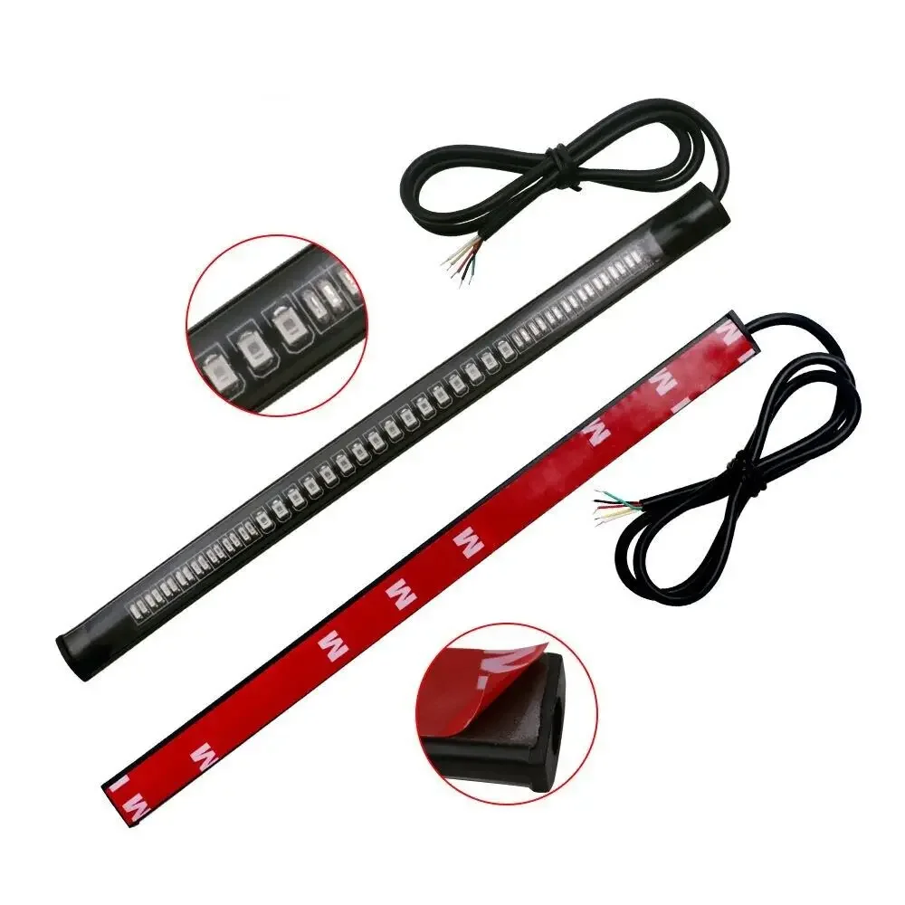 1pc luz de tira para motocicleta flexível 48 led luz da cauda sinal volta dupla cor freio traseiro parar lâmpada