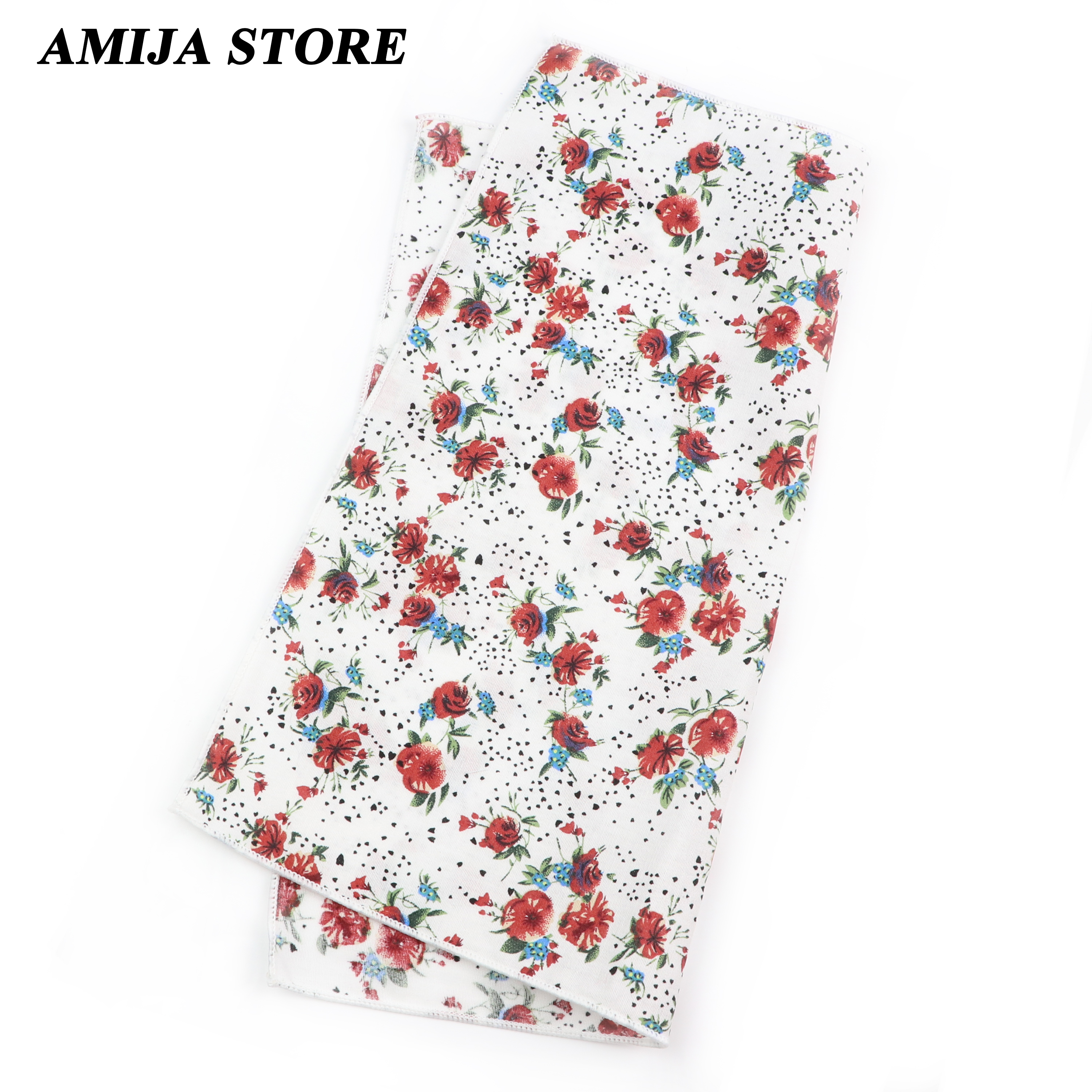 ผ้าเช็ดหน้าผ้าฝ้ายลายดอกไม้สำหรับผู้ชายน่ารัก25ซม. ผ้าพันคอสีชมพูสีแดงพิมพ์ลายเสื้อชุดปาร์ตี้งานแต่งงานของขวัญประจำวัน