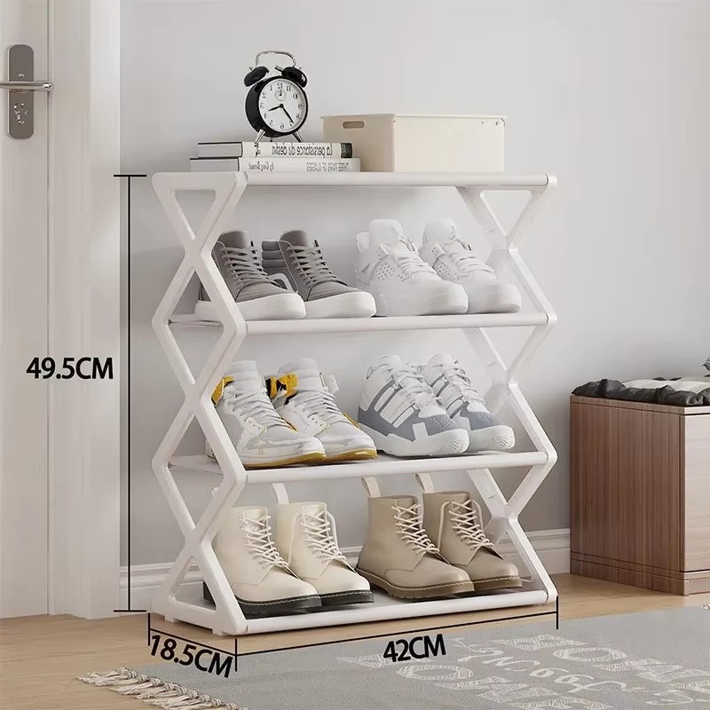 Foldable Shoe Rack Dustproof 4-Tier Space Saving Organizer for Living Room Entryway Bedroom Assembly Storage Frame Home Supplies