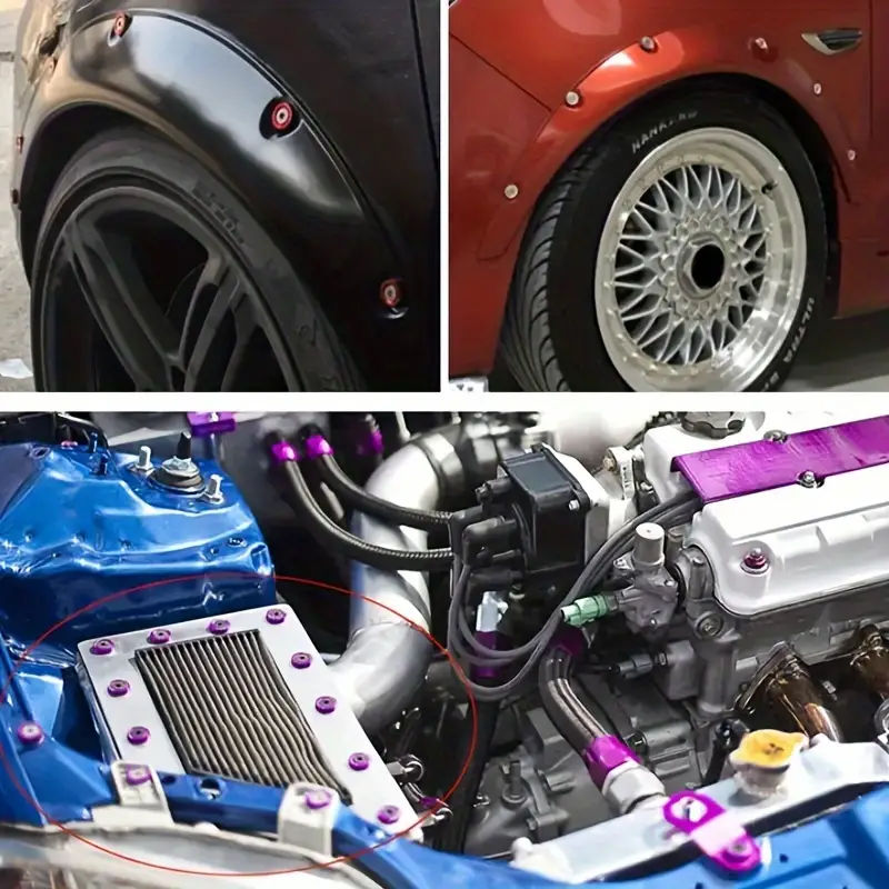 Sujetadores modificados de piezas para coche, arandela de parachoques, tornillos cóncavos del motor, arandela de guardabarros, pernos de placa de matrícula, junta de estilo de coche, 10 M6