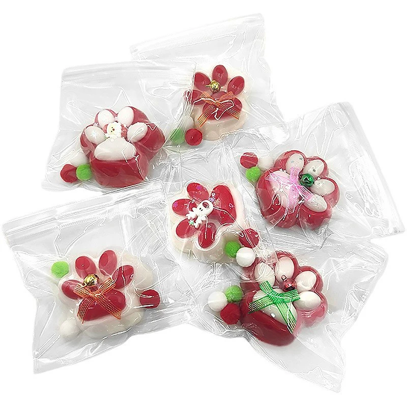 Simulation Christmas Cat Paw Squishy Fidget Toy Cute Cat Paw Silicone Slow Rebound Decompression Toy Stress Release Vent Toy