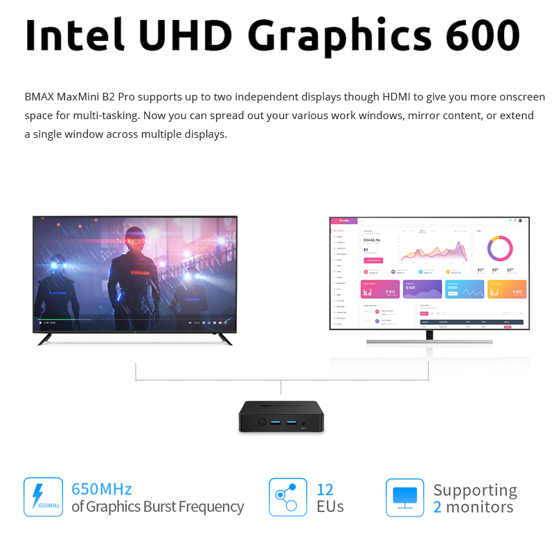 Bmax B2 Pro Novo Mini Pc Windows 11 Pc Tudo em Um HDMI Intel N4000 8Gb Ram 256Gb Ssd Intel Uhd Gráficos 600