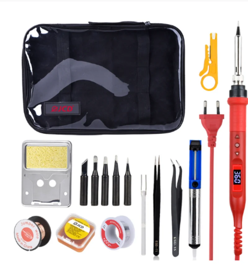 Kit de soldador eléctrico Digital de 100W, herramienta de soldadura ajustable con temperatura de 110V/220V, calentador de cerámica, puntas de soldadura, retrabajo