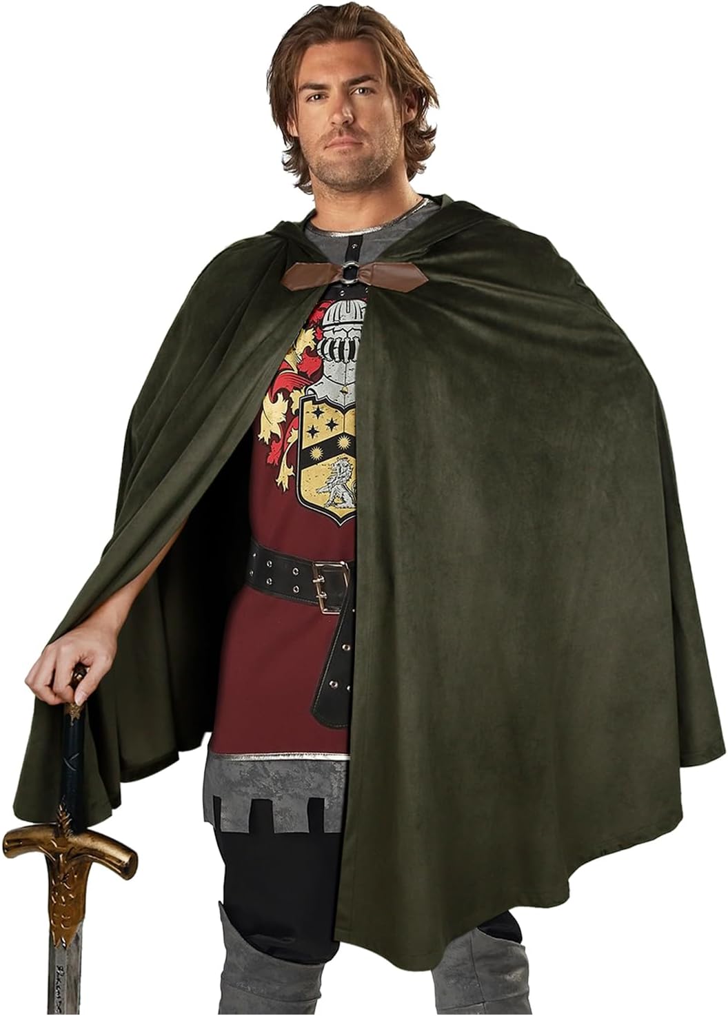 L'VOW Capa medieval de terciopelo con capucha - Capa renacentista con capucha Capa vintage Disfraz de hechicero de Halloween