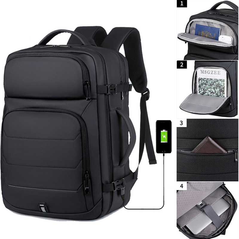 Mochila expandible para ordenador portátil de 17 pulgadas para hombre, bolsa impermeable para Notebook, mochila escolar USB, bolsa de viaje deportiva para hombre