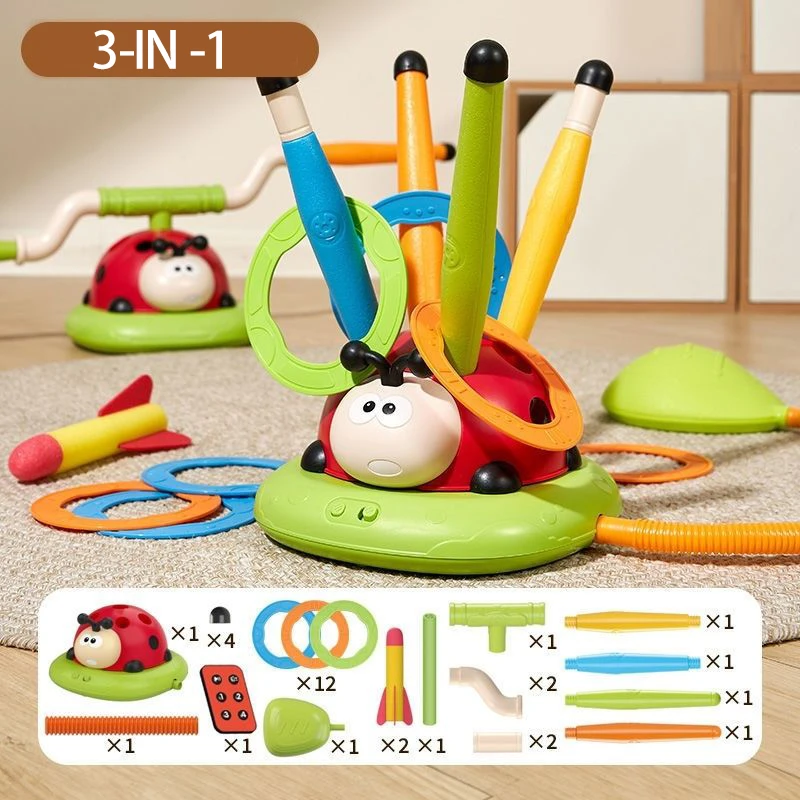 Ladybug กีฬาความบันเทิงเกมของเล่นมัลติฟังก์ชั่เชือกข้ามเครื่อง Ferrule Jump Rocket Launcher การศึกษากลางแจ้ง