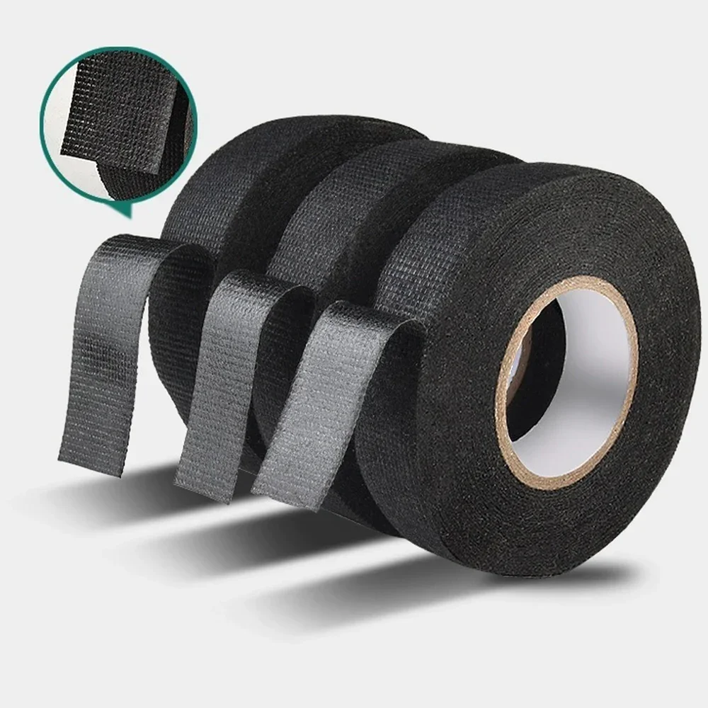 Cinta adhesiva ignífuga resistente al calor de 15 metros, cinta de tela para arnés de cables de coche, telar de cableado, ancho de protección 9/19/25MM