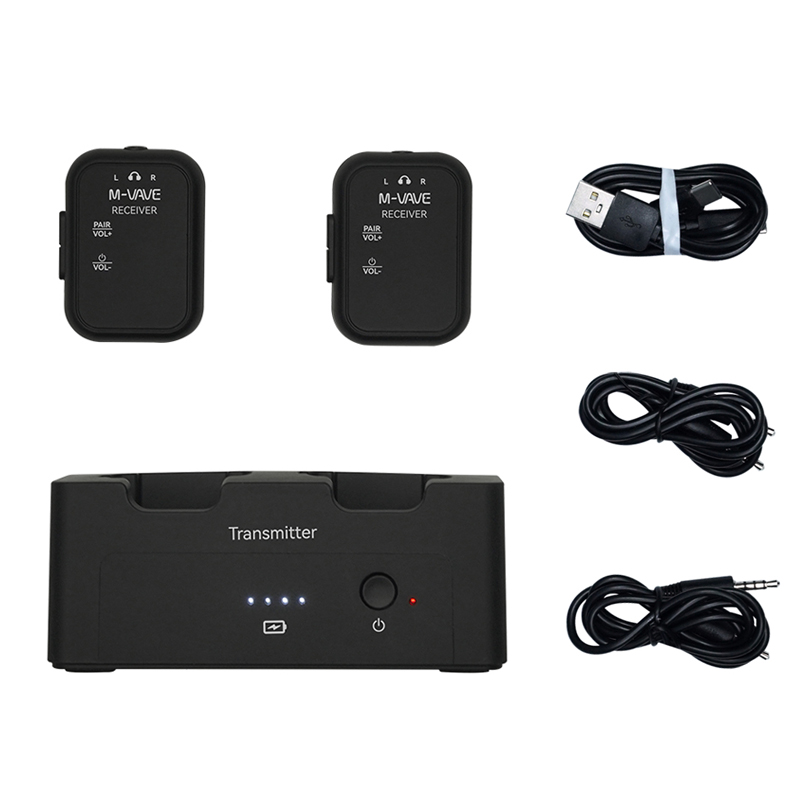 M-VAVE SWS12 WP-12 2,4G sistema de Monitor de auriculares inalámbricos, transmisor recargable 2 receptores con botón de volumen, función de silencio