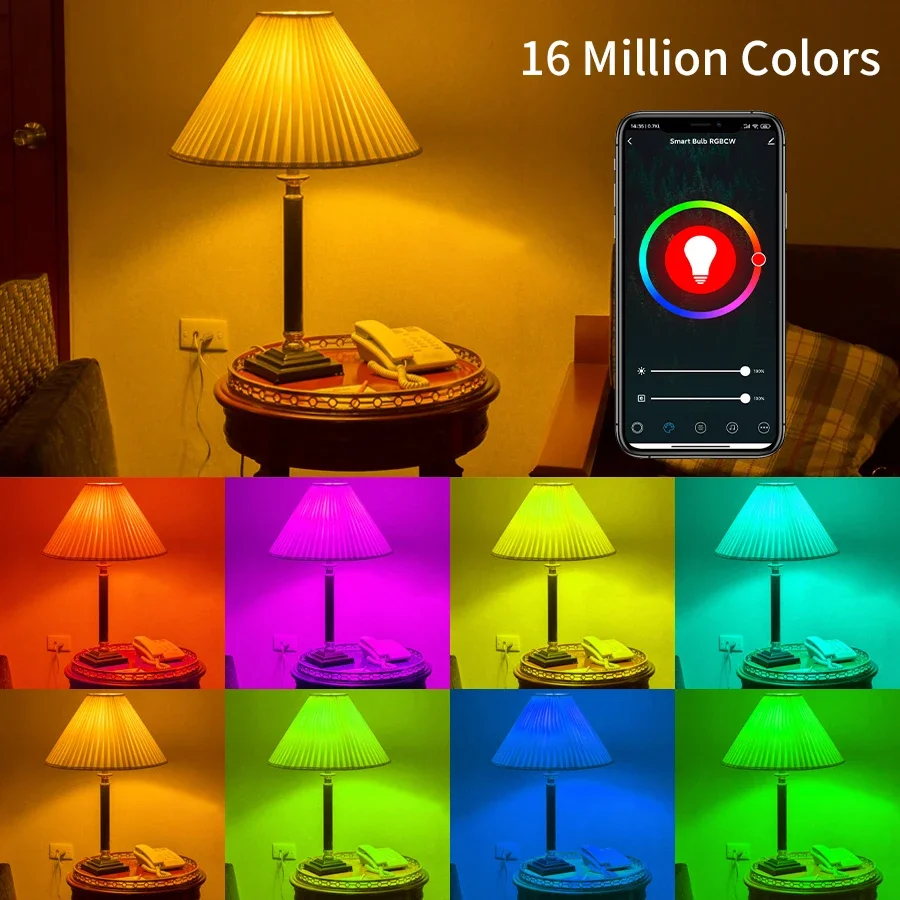 Tuya Wifi E27 Żarówki Led Zmieniające Kolor Światła RGB Lampa 220V 110V Smart Life Zdalne Sterowanie Aplikacją Głosową Dla Alexa Google Home
