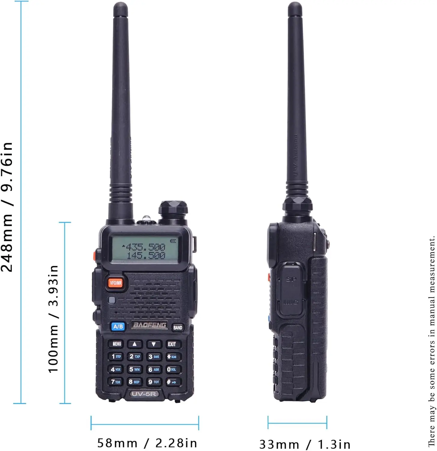 BAOFENG UV-5R 8 W Amateurfunk Dualband VHF UHF 2-Wege-Radio mit großer Reichweite für Wandern, Jagd, Camping, Skifahren, Reisen, Chirp-kompatibel